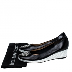 Ballin Black Leather Wedge Pumps Size 41