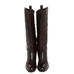 Pre Owned Bally Brown Leather Knee Length Boots Size 39