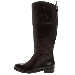 Pre Owned Bally Brown Leather Knee Length Boots Size 39