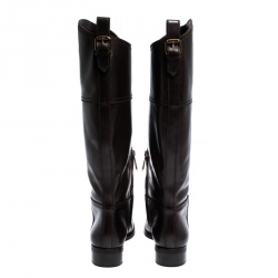 Pre Owned Bally Brown Leather Knee Length Boots Size 39