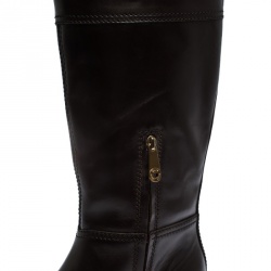 Pre Owned Bally Brown Leather Knee Length Boots Size 39