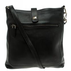 Bally Black Leather B Logo Crossbody Bag