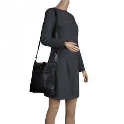 Bally Black Leather B Logo Crossbody Bag