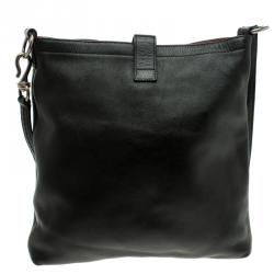 Bally Black Leather B Logo Crossbody Bag