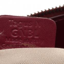 Pre Owned Bally Burgundy and Off-White Leather and Canvas Shoulder Bag