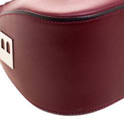 Pre Owned Bally Burgundy and Off-White Leather and Canvas Shoulder Bag
