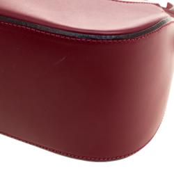 Pre Owned Bally Burgundy and Off-White Leather and Canvas Shoulder Bag