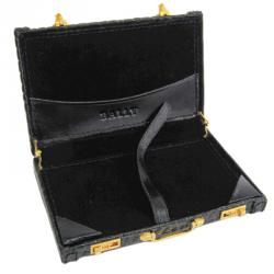 Bally Black Croc Embossed Leather Card Case