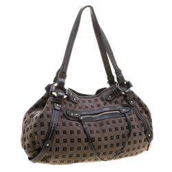 Pre Owned Bally Dark Beige/Black Monogram Canvas Hobo