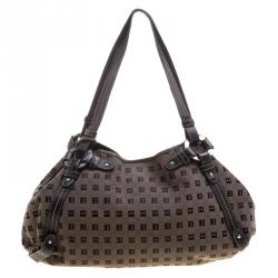 Pre Owned Bally Dark Beige/Black Monogram Canvas Hobo