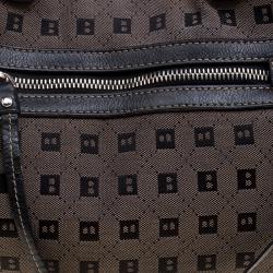 Pre Owned Bally Dark Beige/Black Monogram Canvas Hobo