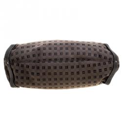 Pre Owned Bally Dark Beige/Black Monogram Canvas Hobo