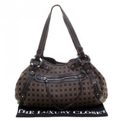 Pre Owned Bally Dark Beige/Black Monogram Canvas Hobo