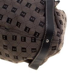 Pre Owned Bally Dark Beige/Black Monogram Canvas Hobo
