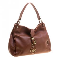 Bally Brown Leather Charm Hobo 
