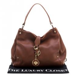 Bally Brown Leather Charm Hobo 