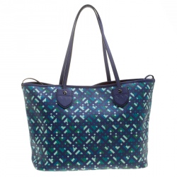 Bally Blue Printed Coated Canvas Stripe Bernina Tote