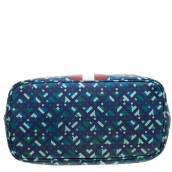 Bally Blue Printed Coated Canvas Stripe Bernina Tote