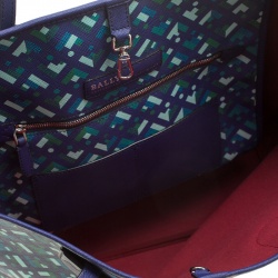 Bally Blue Printed Coated Canvas Stripe Bernina Tote