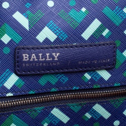 Bally Blue Printed Coated Canvas Stripe Bernina Tote