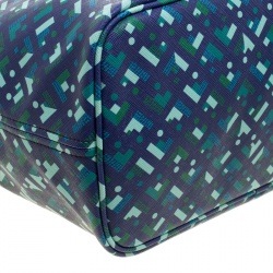 Bally Blue Printed Coated Canvas Stripe Bernina Tote