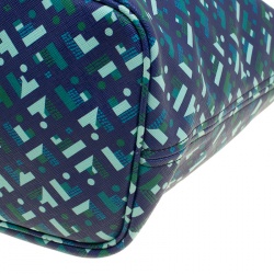 Bally Blue Printed Coated Canvas Stripe Bernina Tote
