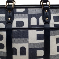 Bally Navy Blue Canvas B Print Shopper Tote