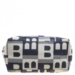 Bally Navy Blue Canvas B Print Shopper Tote