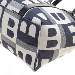 Bally Navy Blue Canvas B Print Shopper Tote