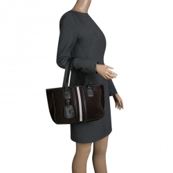 Bally Black Suede and Leather Web Tote