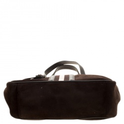 Bally Black Suede and Leather Web Tote