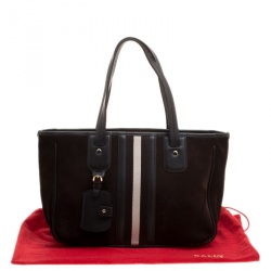 Bally Black Suede and Leather Web Tote