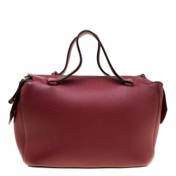 Bally Red Leather and Canvas Kissen Satchel