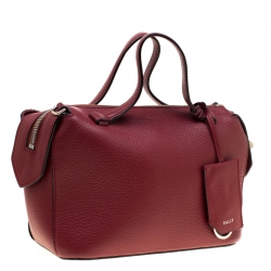 Bally Red Leather and Canvas Kissen Satchel