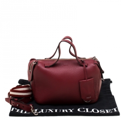 Bally Red Leather and Canvas Kissen Satchel