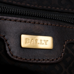 Bally Dark Brown Nylon and Leather Shopper Tote 