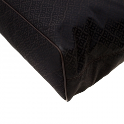 Bally Dark Brown Nylon and Leather Shopper Tote 