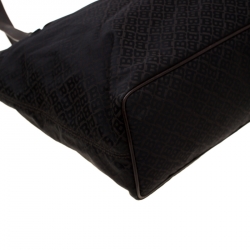 Bally Dark Brown Nylon and Leather Shopper Tote 