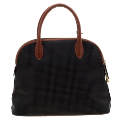 Pre Owned Bally Black/Brown Signature Leather Satchel