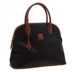 Pre Owned Bally Black/Brown Signature Leather Satchel