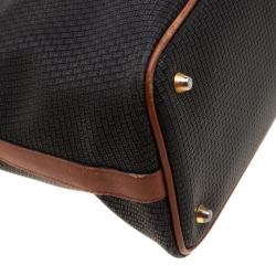 Pre Owned Bally Black/Brown Signature Leather Satchel