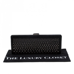Bally Black Leather Studded Clutch