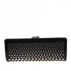 Bally Black Leather Studded Clutch