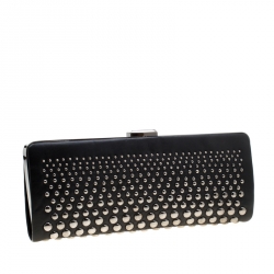 Bally Black Leather Studded Clutch