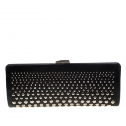 Bally Black Leather Studded Clutch