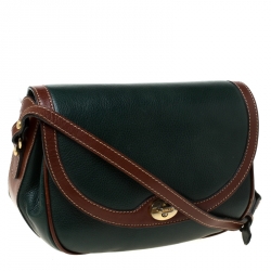 Pre Owned Bally Green/Brown Leather Vintage Crossbody Bag