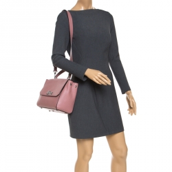 Bally Old Rose Leather Small Top Handle Bag