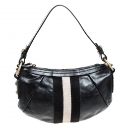 Bally Black Leather Traki Shoulder Bags