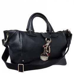 Bally Black Leather Flap Satchel