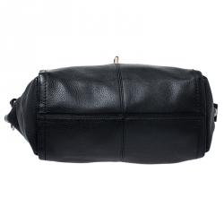 Bally Black Leather Flap Satchel